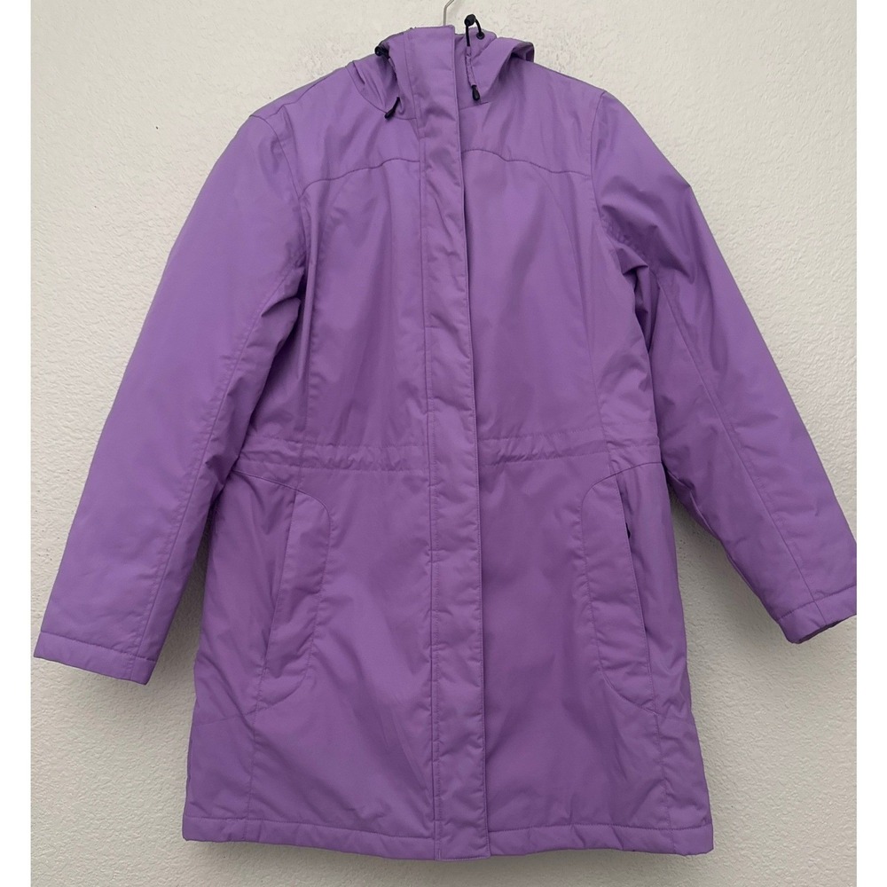 L.L. Bean Winter Warmer Coat Purple Hooded Fleece Lined Jacket Size Medium
